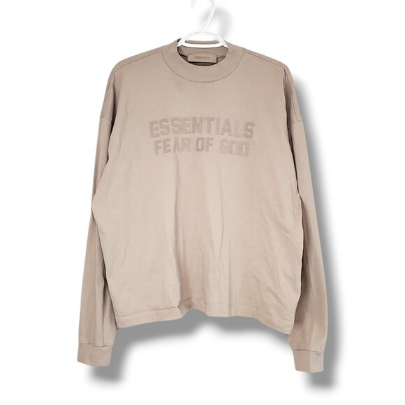 Fear Of God Essentials Long Sleeve Shirt Tan Fits Size M - Picture 1 of 6